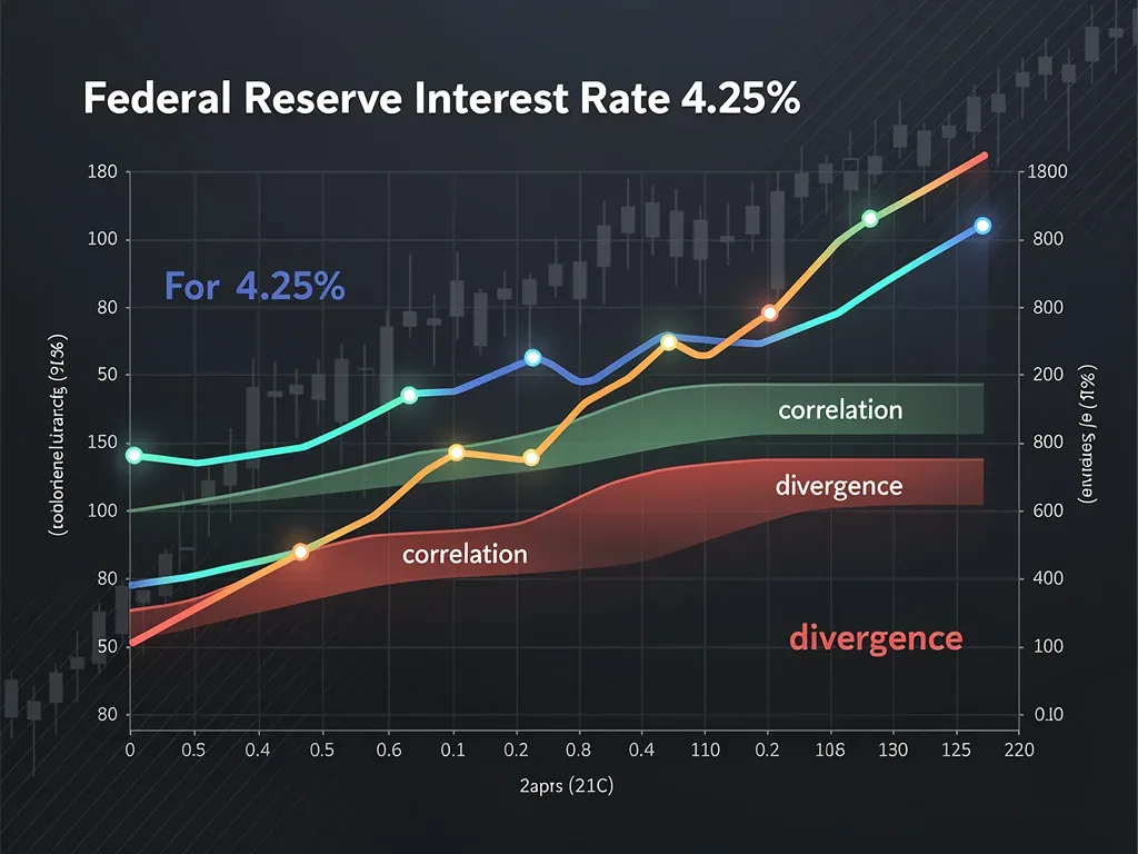 Gráfico de tasas de interés de la Reserva Federal y el volumen de mercado de criptomonedas.