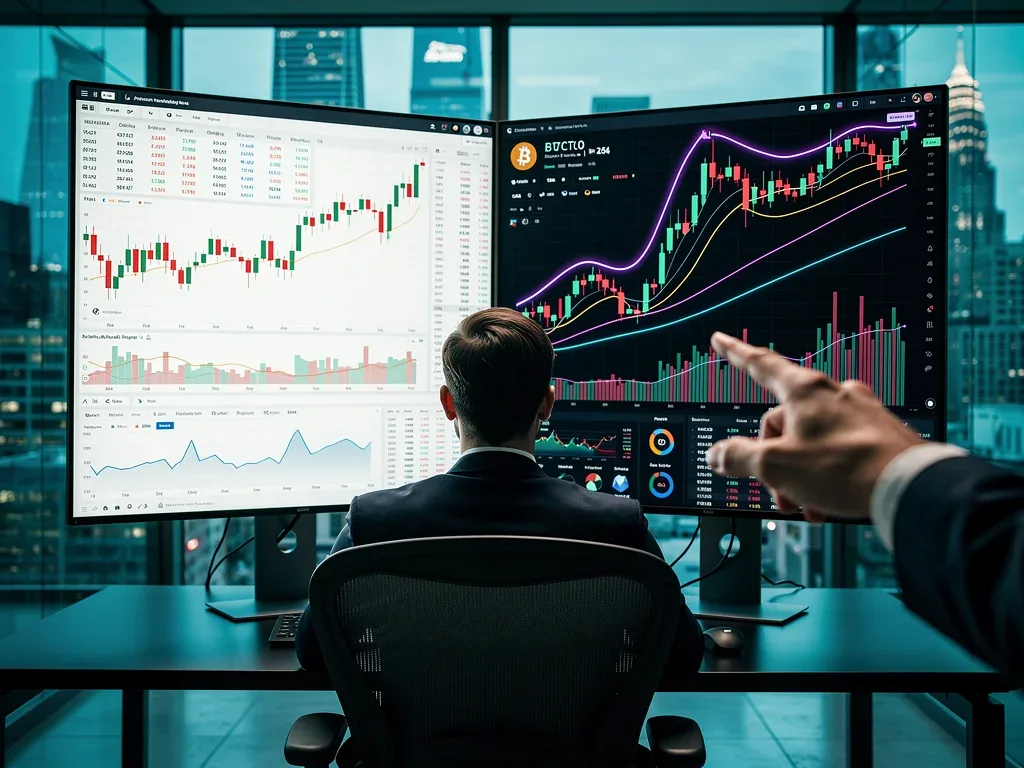 Inversor evaluando mercados tradicionales y de criptomonedas para la rotación de capital.