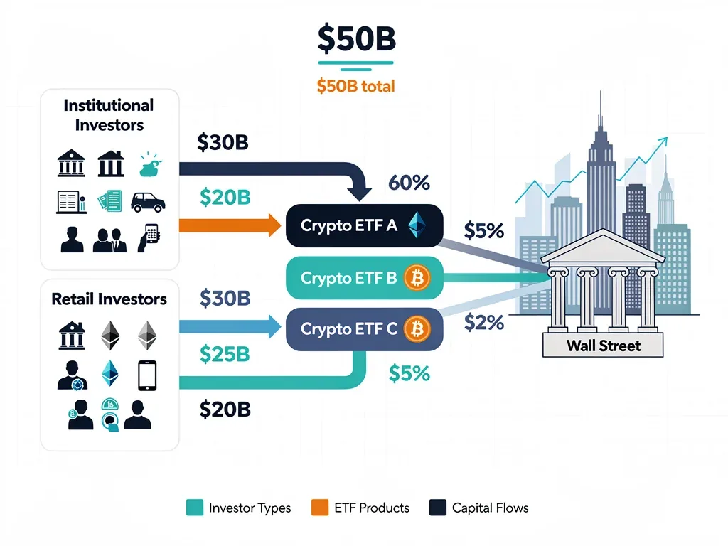 Flujos institucionales hacia ETFs de criptomonedas y su relación con los mercados financieros