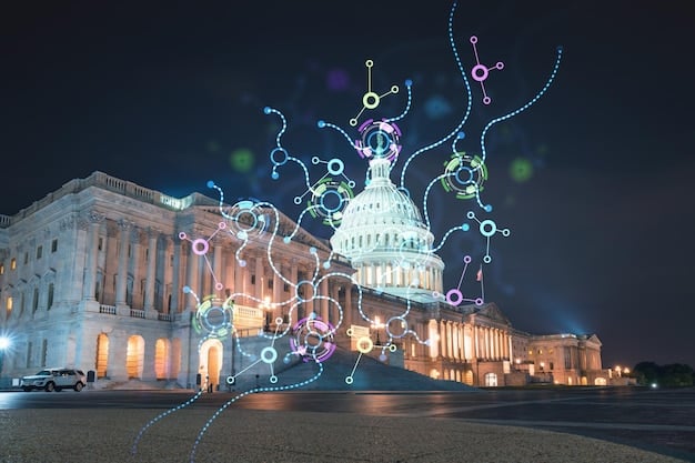 A split image showing the US Capitol building on one side and a cryptocurrency exchange interface on the other, symbolizing the intersection of regulation and digital assets.
