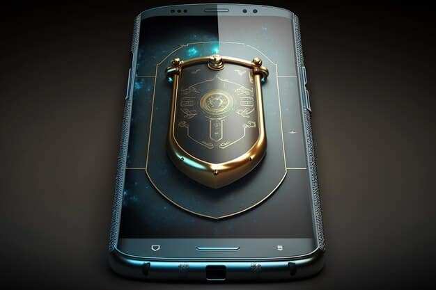 A close-up shot of the Solana Saga phone's screen, highlighting the Seed Vault feature with a secure lock icon, emphasizing the security aspect of the mobile stack.