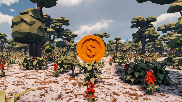 A visual representation of a flourishing digital farm where crypto coins are being harvested. The scene is bright and optimistic, with golden light shining down on the crops, symbolizing profitable yields from staking and liquidity providing.