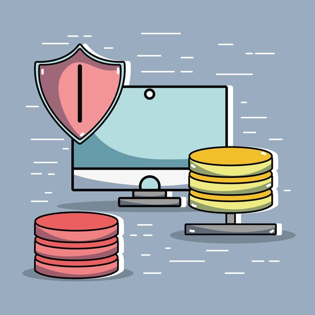 A graphic illustration depicting a cybersecurity shield protecting a stack of altcoin tokens. The background shows various threat symbols like malware and hacking attempts, emphasizing the need for strong security measures in altcoin staking.