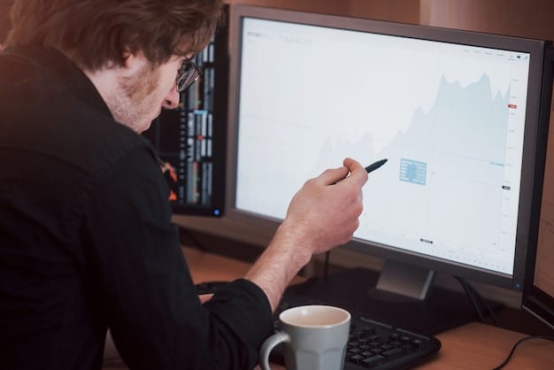 A person using a computer with tax software displayed on the screen, with charts and graphs illustrating financial data and cryptocurrency transactions.