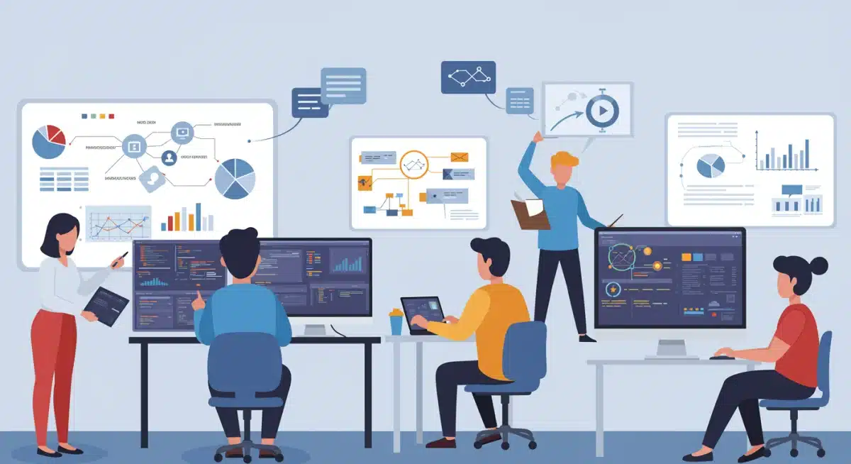 Equipo multidisciplinar colaborando en el desarrollo de aplicaciones descentralizadas de Web3.