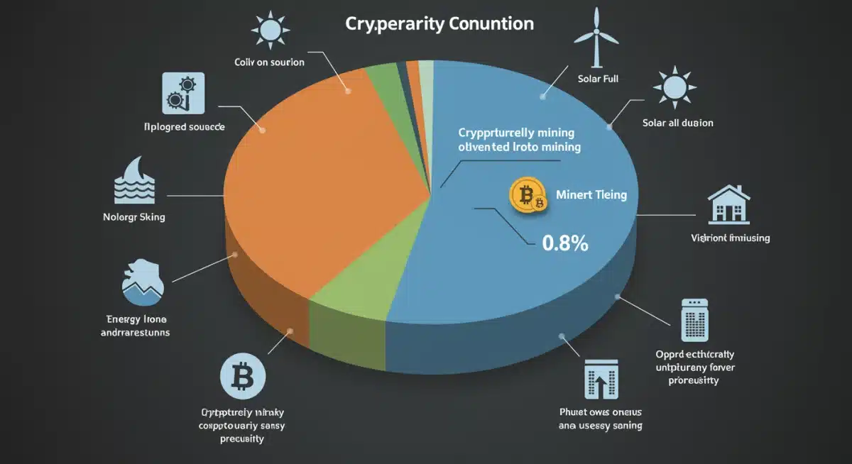 Infografía del consumo eléctrico en EE. UU., destacando el 0.8% de la minería de criptomonedas.