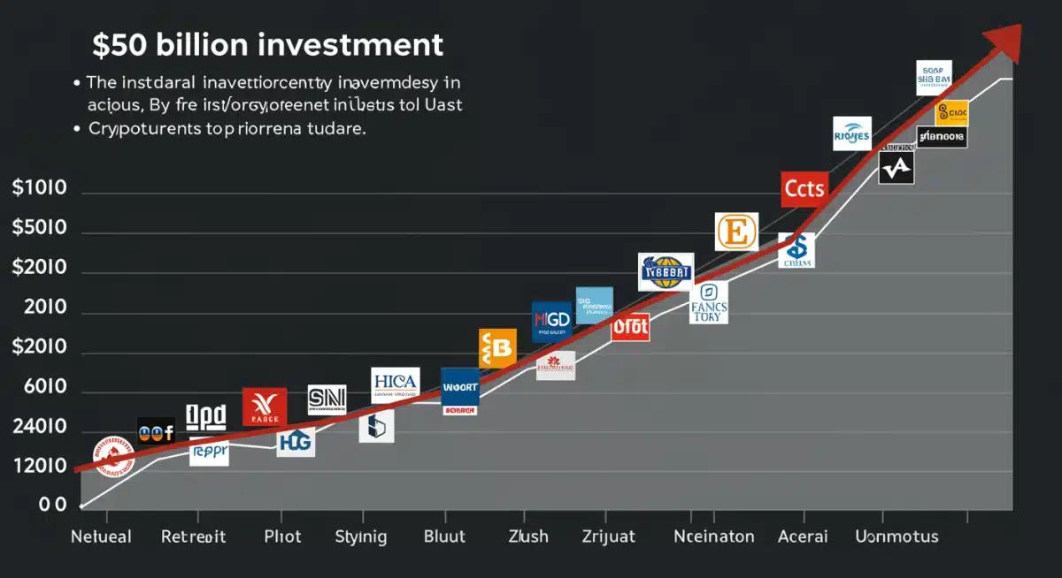 Gráfico que muestra el aumento de la inversión institucional de  mil millones en criptomonedas en EE. UU.