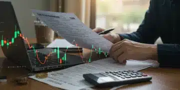 Persona declarando criptomonedas en Estados Unidos con formularios del IRS.