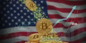 Gráfico financiero mostrando el crecimiento exponencial de inversiones en un ETF de Bitcoin al contado en EE. UU. en 2026.