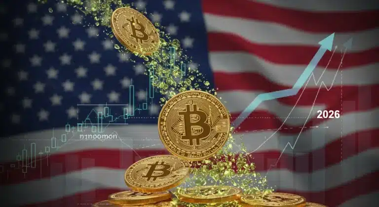 Gráfico financiero mostrando el crecimiento exponencial de inversiones en un ETF de Bitcoin al contado en EE. UU. en 2026.