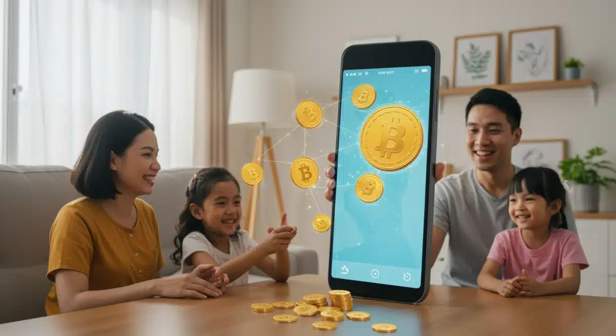 Familia recibiendo remesas de forma rápida y económica con criptomonedas