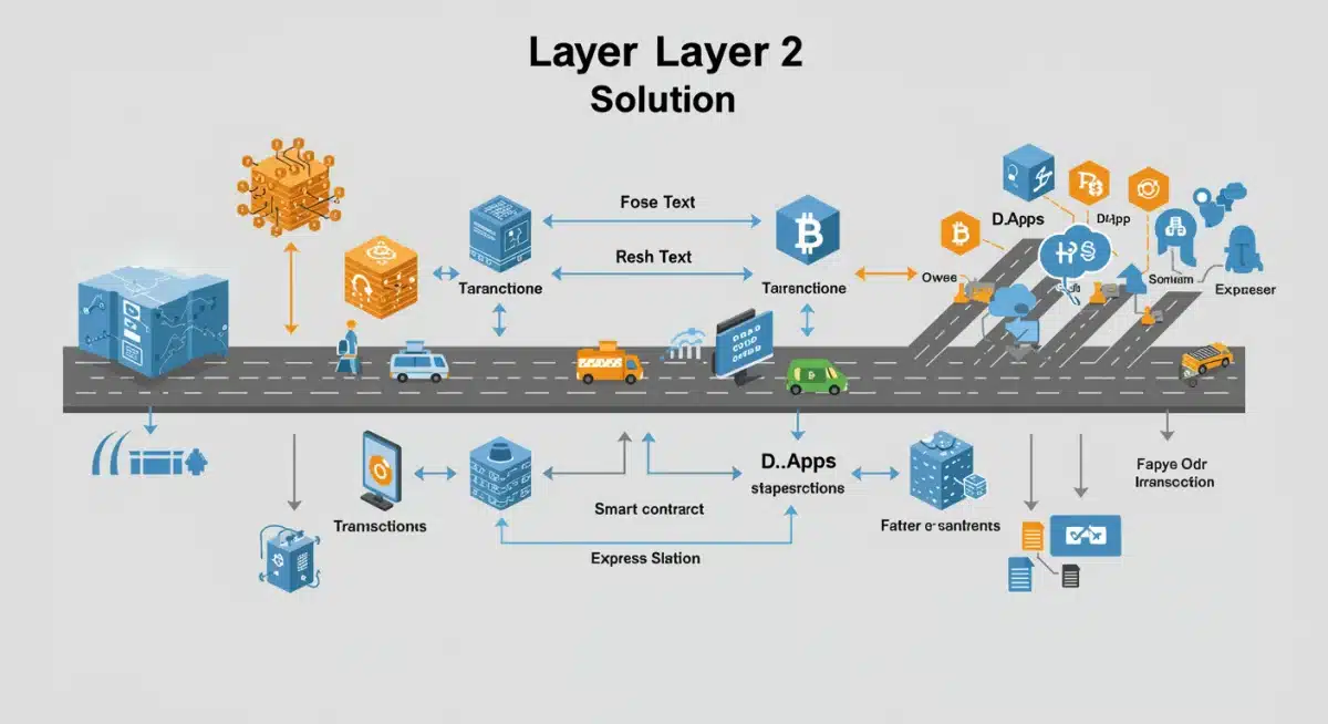 Infografía detallada sobre el flujo de transacciones y la interacción entre las capas 1 y 2 en una red blockchain, ilustrando conceptos de escalabilidad.