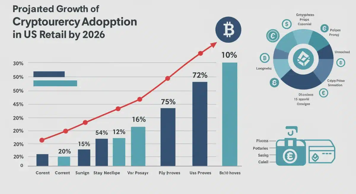 Gráfico de crecimiento de la adopción de criptomonedas en el comercio minorista de EE. UU. hasta 2026.