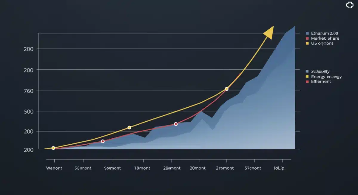 Gráfico de proyección de cuota de mercado de Ethereum en EE. UU. para 2026, con tendencia ascendente post-actualización.