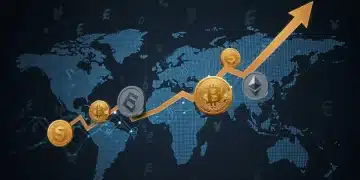 Gráfico financiero mostrando la inflación en aumento en EE. UU. y su posible efecto en el mercado de criptoactivos.