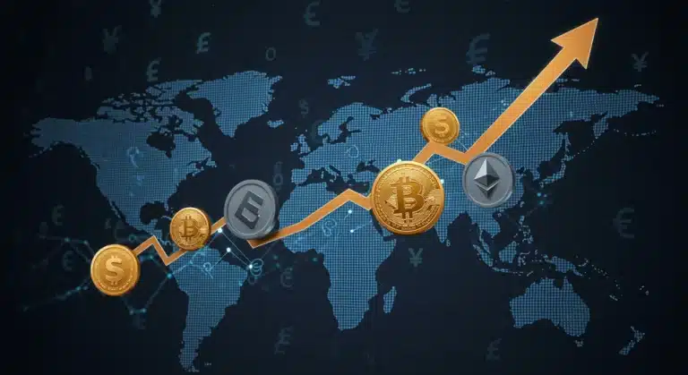 Gráfico financiero mostrando la inflación en aumento en EE. UU. y su posible efecto en el mercado de criptoactivos.