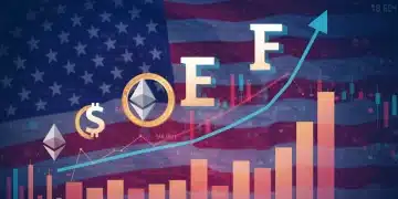 Gráfico de inflación en EE. UU. con símbolos de criptomonedas, representando refugio y riesgo.