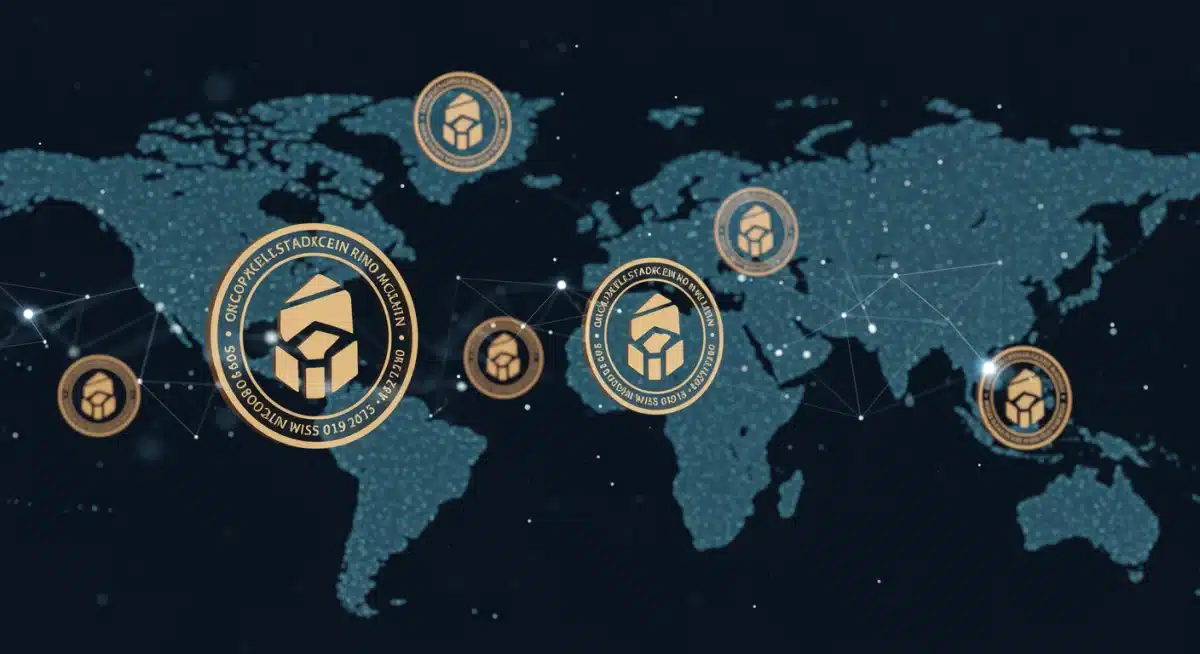 Red global de finanzas y blockchain con stablecoins como elemento central.