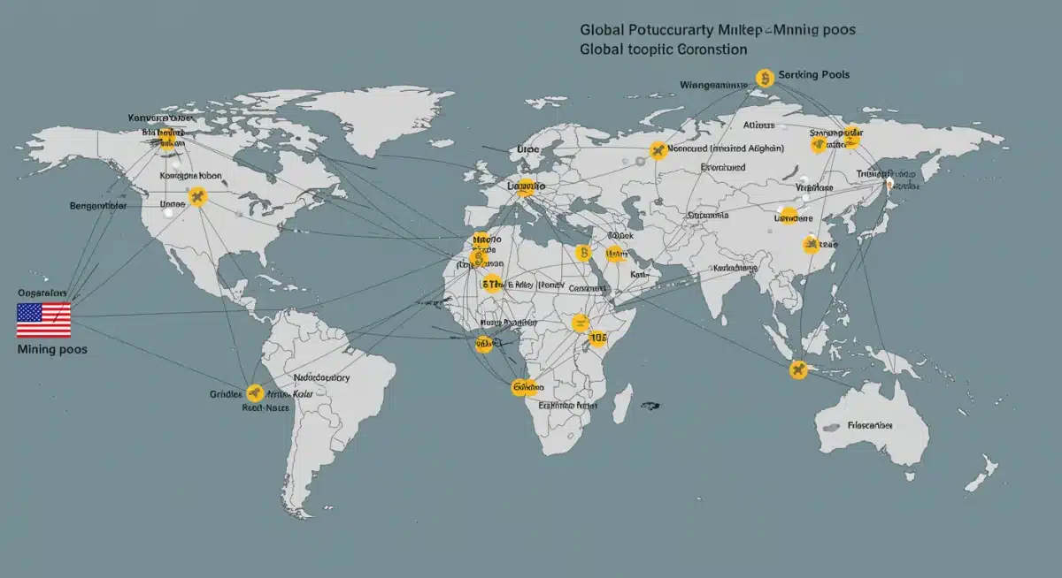 Diagrama de la red global de minería de criptomonedas