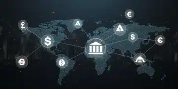 Representación digital de la colaboración entre bancos de EE. UU. en una red de pagos blockchain para 2026.