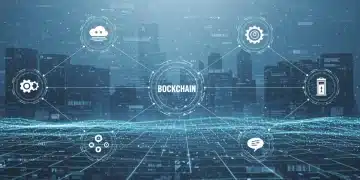 Redes blockchain interconectadas con una cadena principal y múltiples sidechains y parachains, simbolizando expansión y funcionalidad para proyectos en EE. UU.