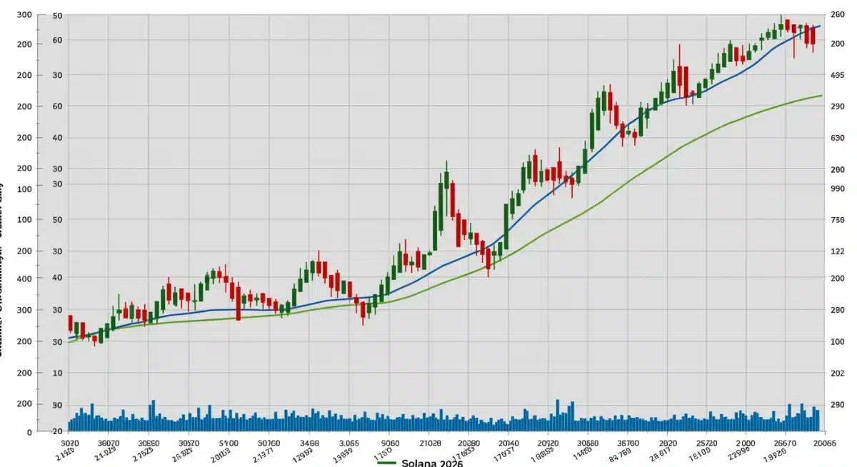 Análisis técnico de Solana: patrones de velas y proyecciones de precio.
