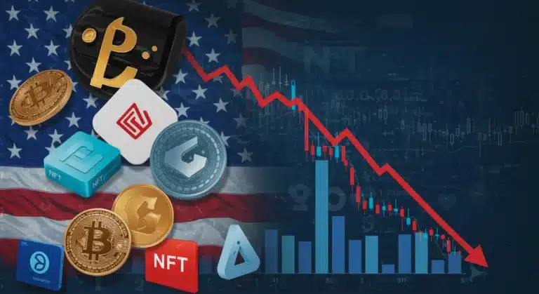 Gráfico descendente de volumen de operaciones NFT en Estados Unidos