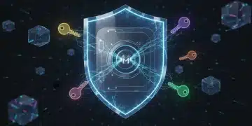 Bóveda digital segura con múltiples llaves, simbolizando la implementación de carteras multisig 3 de 5 para seguridad criptográfica.