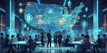 Ilustración digital de la red DeFi creando empleos en Estados Unidos