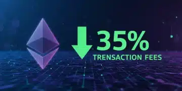 Gráfico que representa la reducción del 35% en las comisiones de transacción de Ethereum 2.0