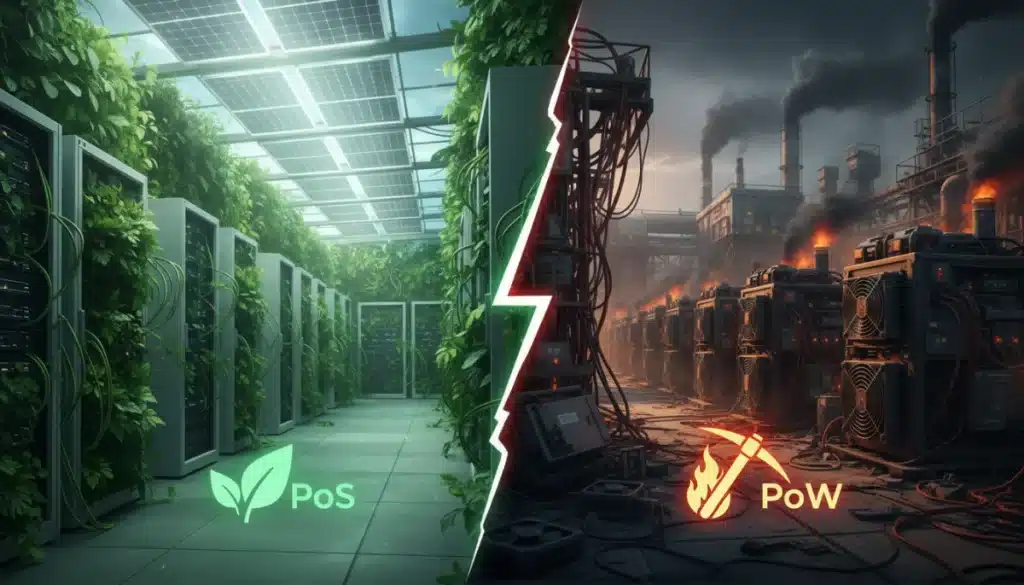 Proof of Stake vs. Proof of Work: Energía y Seguridad de Red